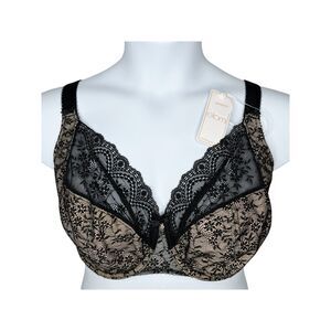 NWT Elomi Tia Stretch Lace Banded Underwire Bra sz 34K (US) / 34H (UK) Black